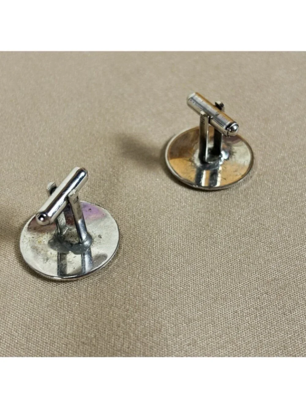 Vintage Signed Sterling Silver Starburst Etched Cufflinks Set A5